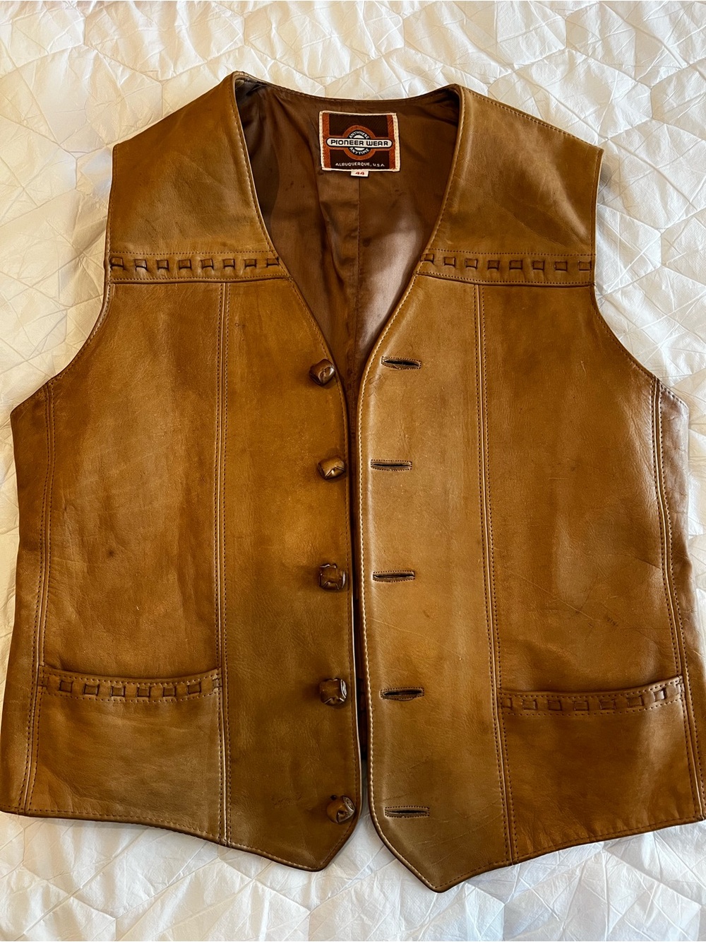 PIONEER Wear Men's Brown Leather Western Vest 44